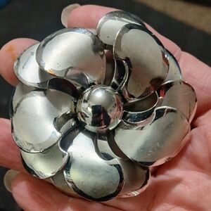 Silver Flower Petal Brooch - Women's Jewelry